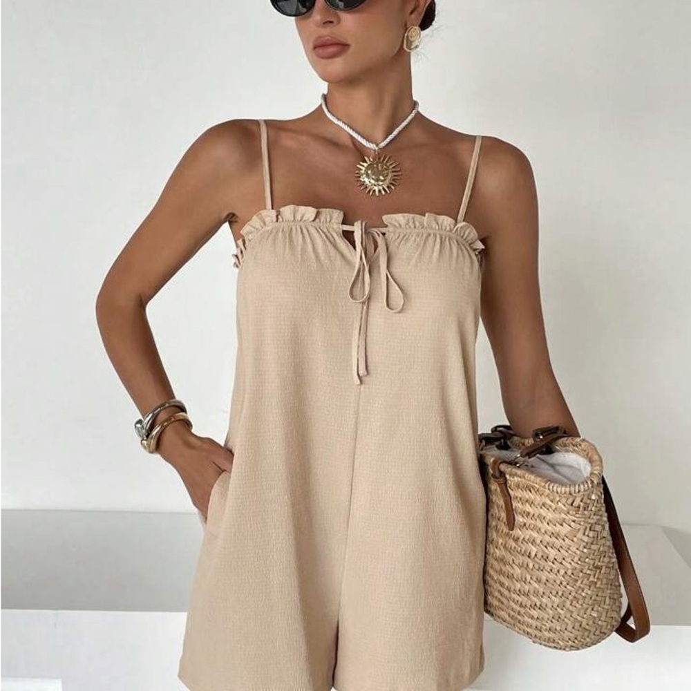Beige Sleeveless Romper - Picture 3 of 5